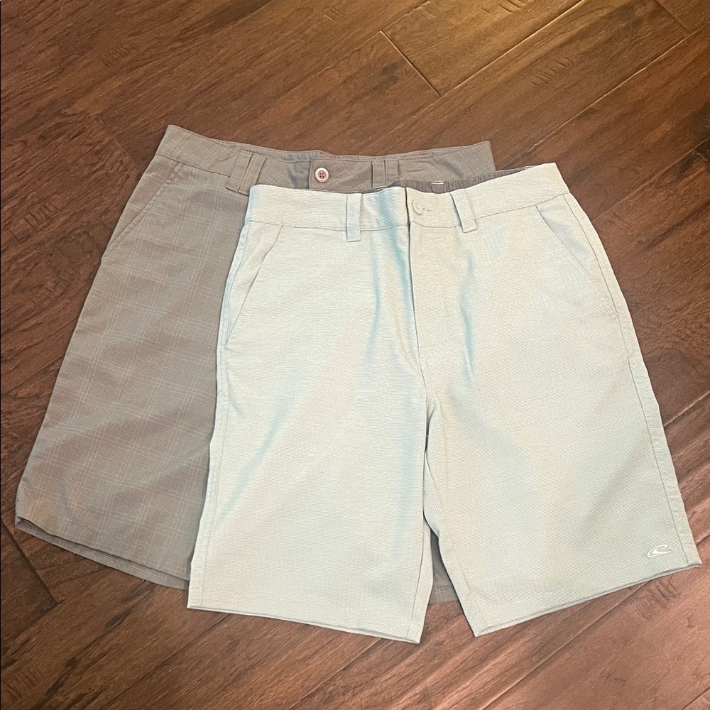 O'Neill Men's Gray and Light Blue Flat Front Shorts Bundle 32 EUC